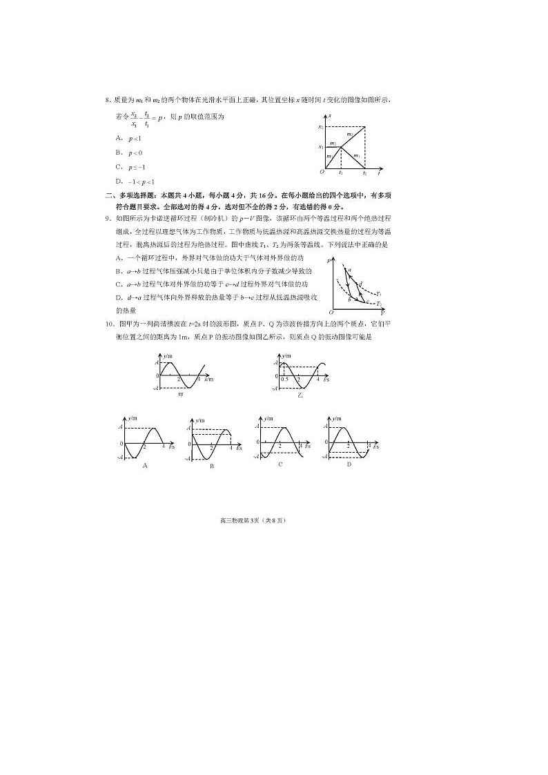 2024届山东烟台德州高三二模物理试题03
