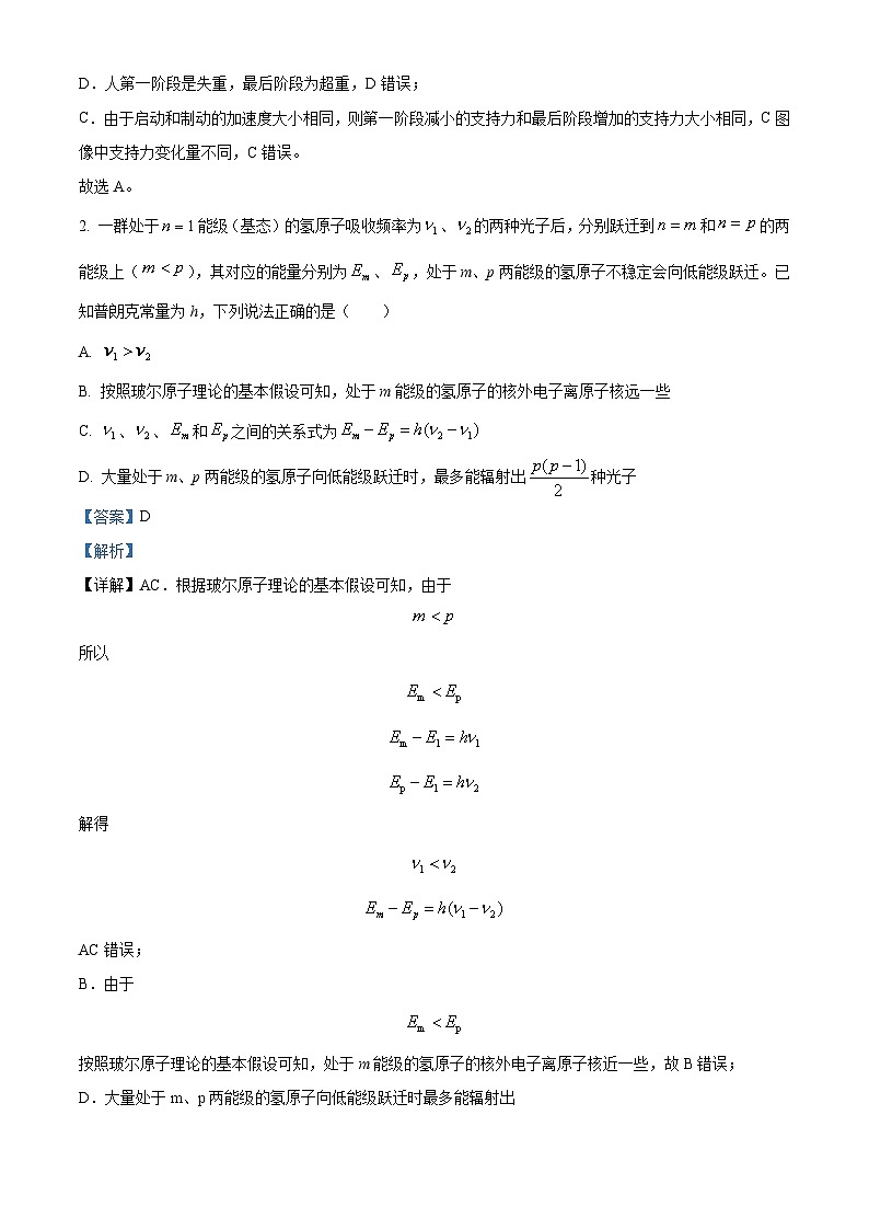 2024届陕西省商洛市高三下学期第三次尖子生学情诊断考试理综试题-高中物理（原卷版+解析版）02