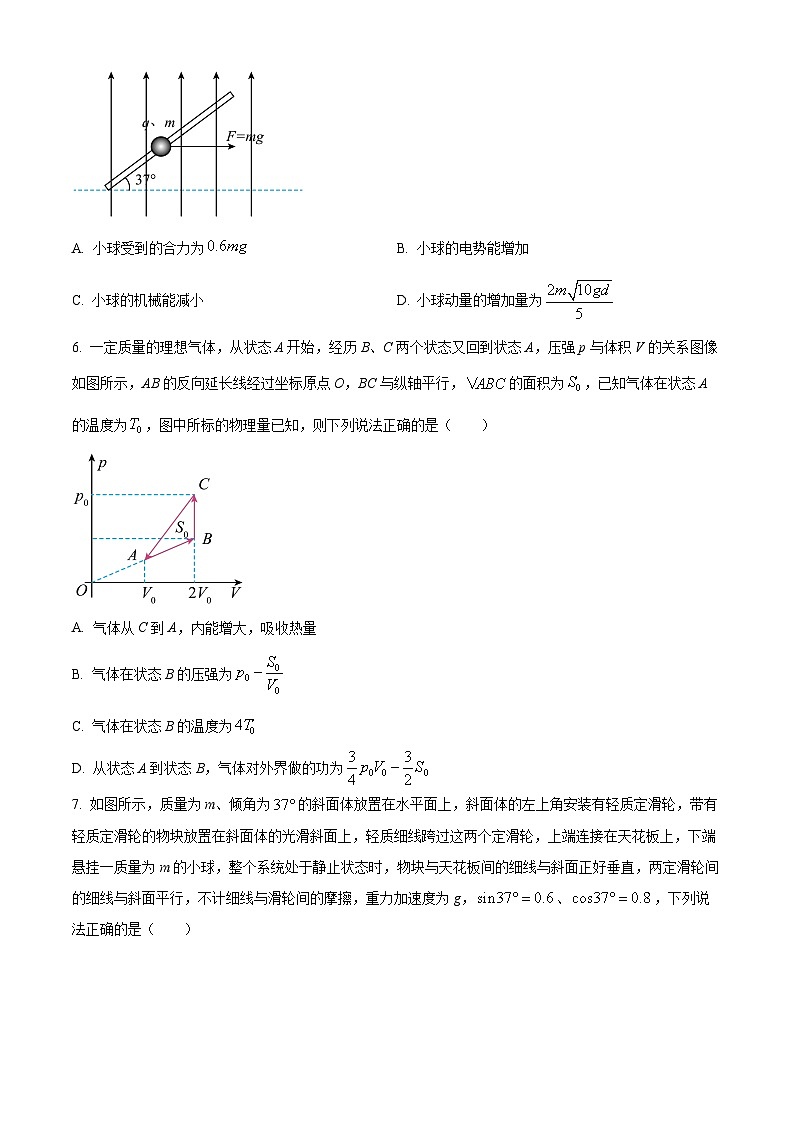 河南省河南省名校联考2023-2024学年高三下学期4月月考理综试题-高中物理（原卷版+解析版）03