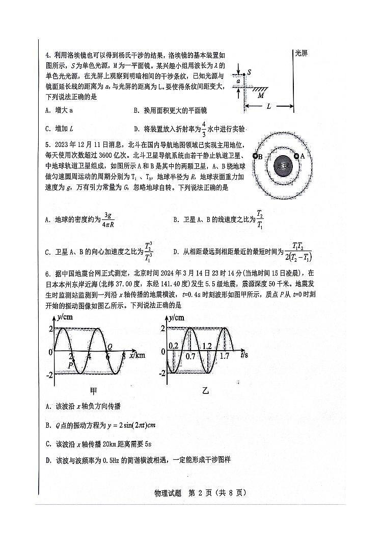 2024届山东省山东中学联盟高三下学期5月考前模拟冲刺大联考物理试题+答案02