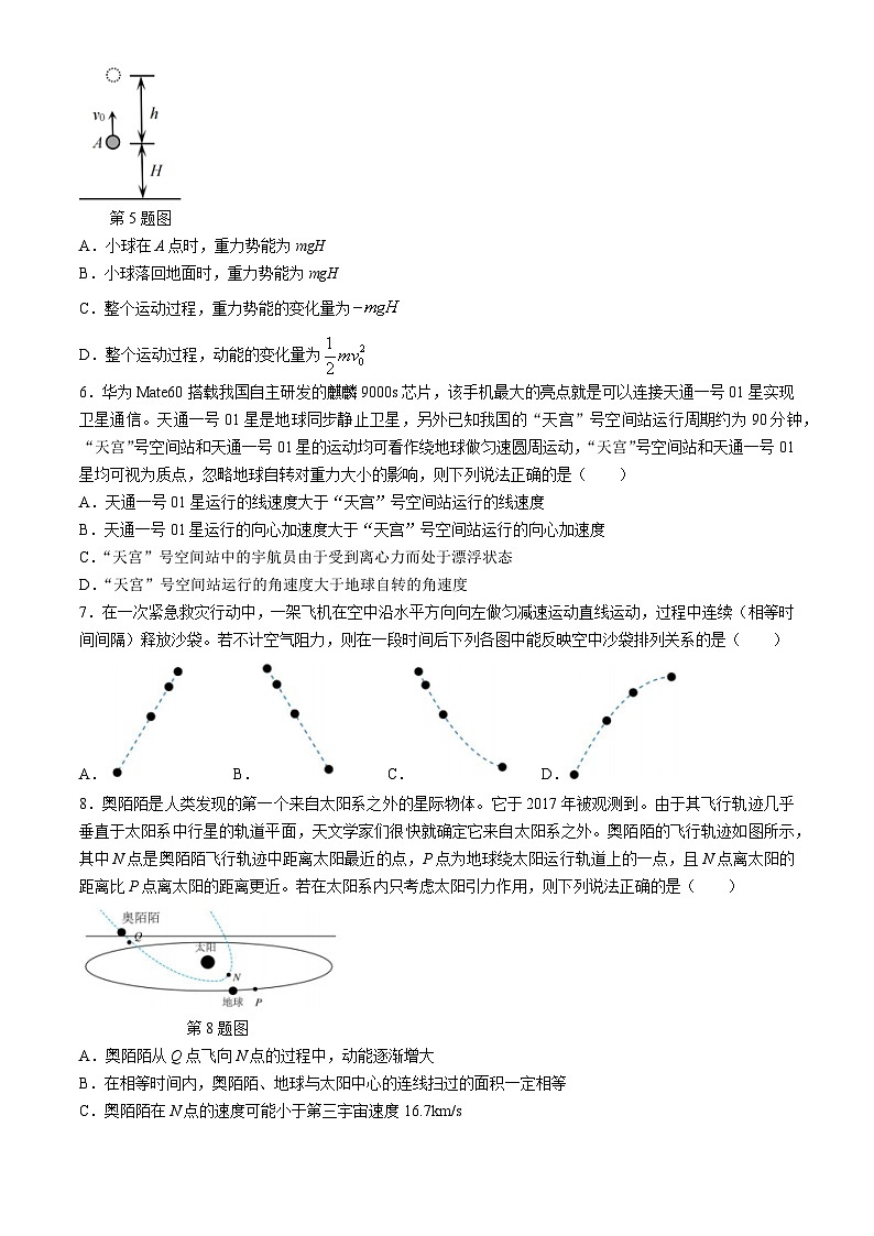 2024浙江省环大罗山联盟高一下学期4月期中考试物理含答案02