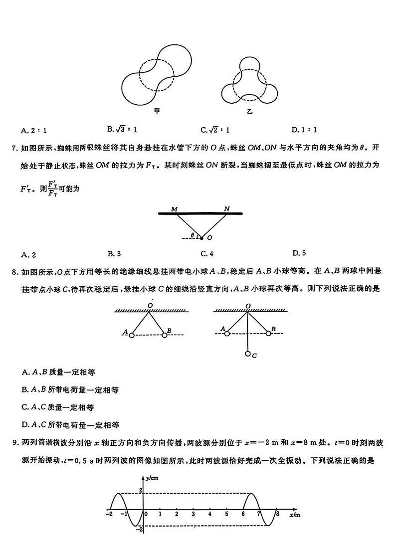 2024届湖北省部分学校高三下学期三模考试物理试题+答案第3页