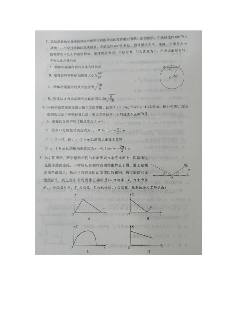 2024届河北省部分学校高三下学期5月模拟预测物理试题第2页