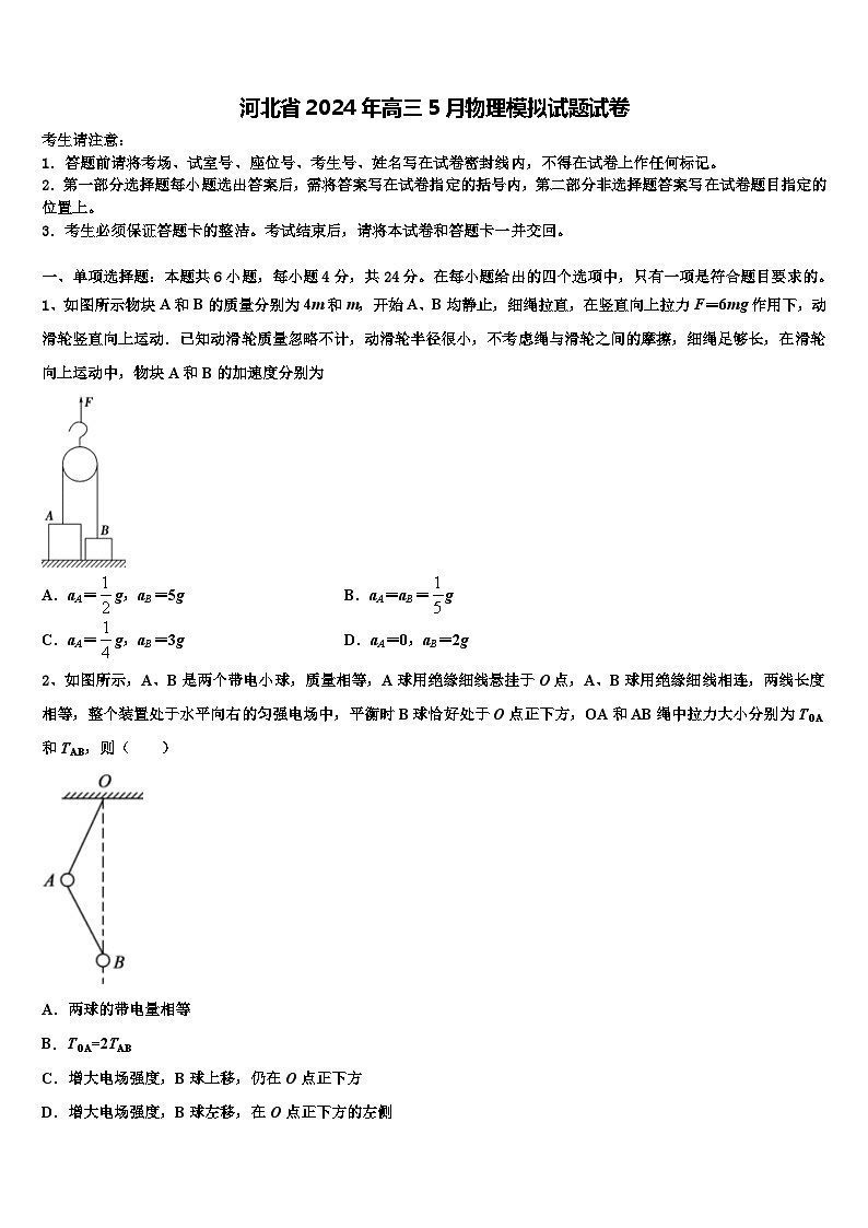 河北省2024年高三5月物理模拟试题试卷第1页