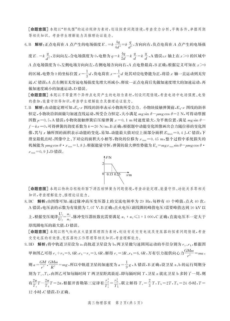 2024届河北省张家口市高三下学期第三次模拟考试物理试卷02