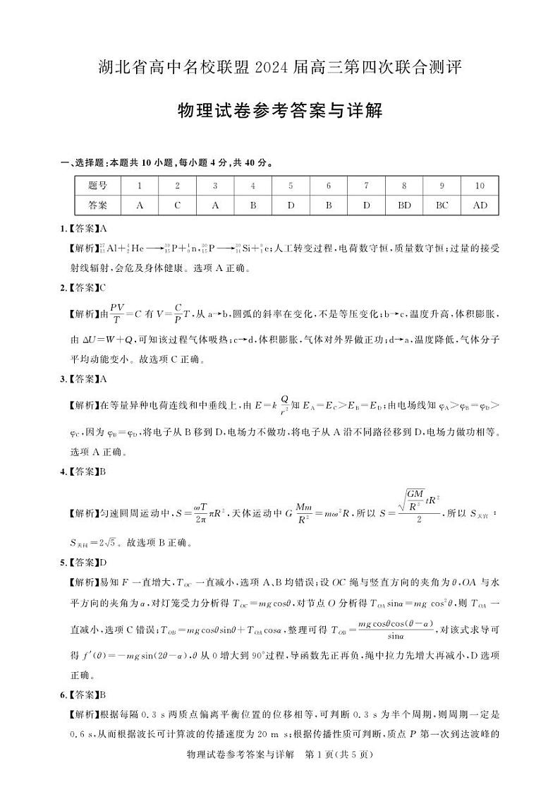 高三测评卷-物理答案与详解第1页