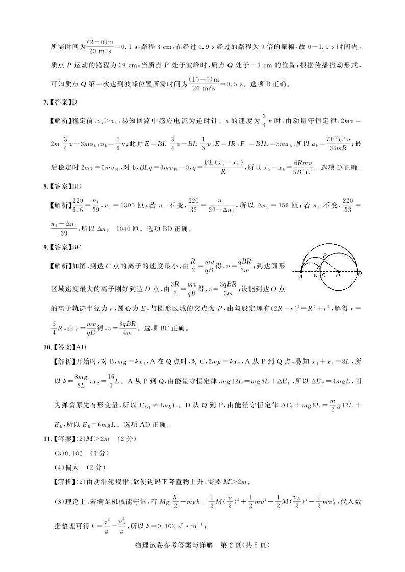 高三测评卷-物理答案与详解第2页