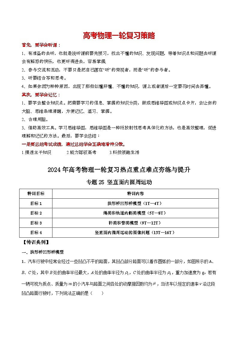 专题25 竖直面内圆周运动-【热重难点】最新高考物理一轮复习热点重点难点夯练与提升01