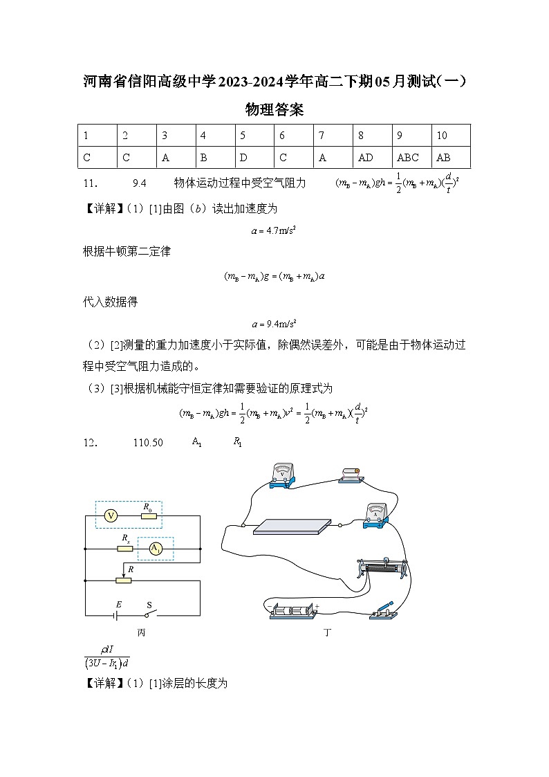 河南省信阳市信阳高级中学2023-2024学年高二下学期5月期中考试物理试题01