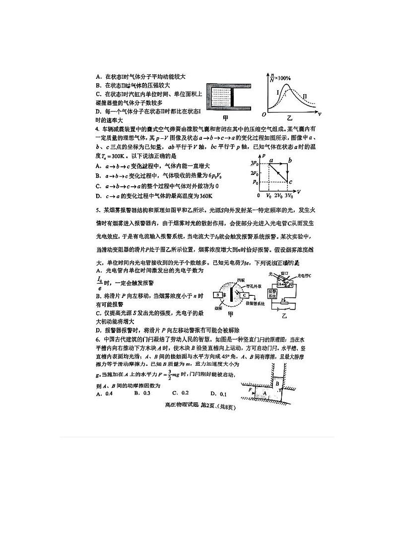 2024届山东省淄博市高三下学期阶段性诊断（二模）物理试题02