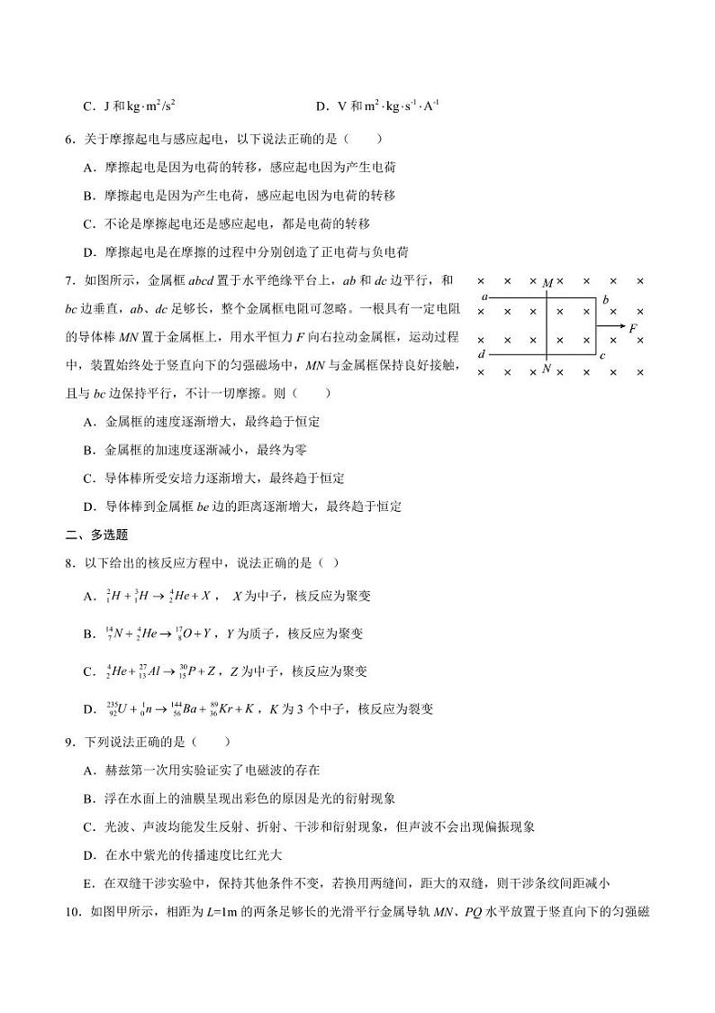 重庆市乌江新高考协作体2024届高三下学期模拟监测（一）物理 Word版含答案第2页