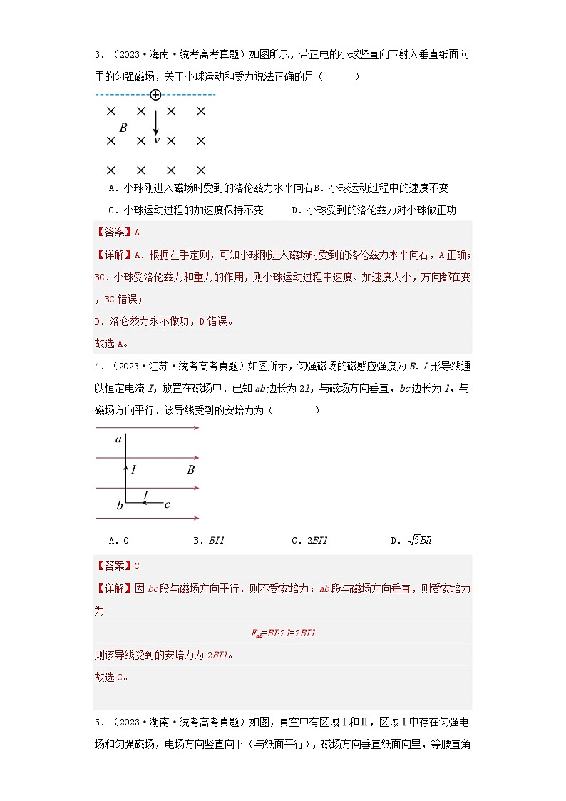 2019_2023近五年高考物理真题分类训练专题09磁场教师版第3页