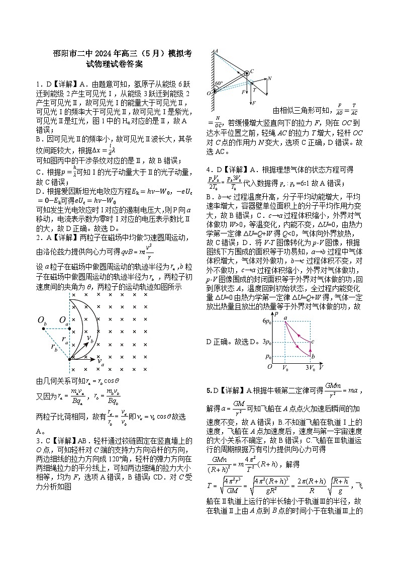 2024届湖南省邵阳市大祥区第二中学高三下学期5月三模物理试题01