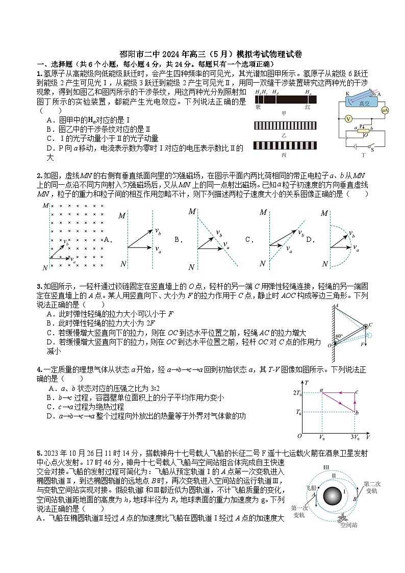 2024届湖南省邵阳市大祥区第二中学高三下学期5月三模物理试题01