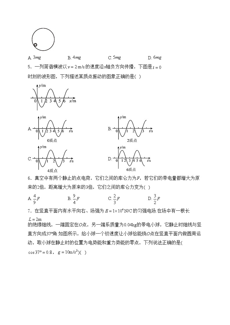 重庆市2024届高三下学期3月月度质量检测物理试卷(含答案)02