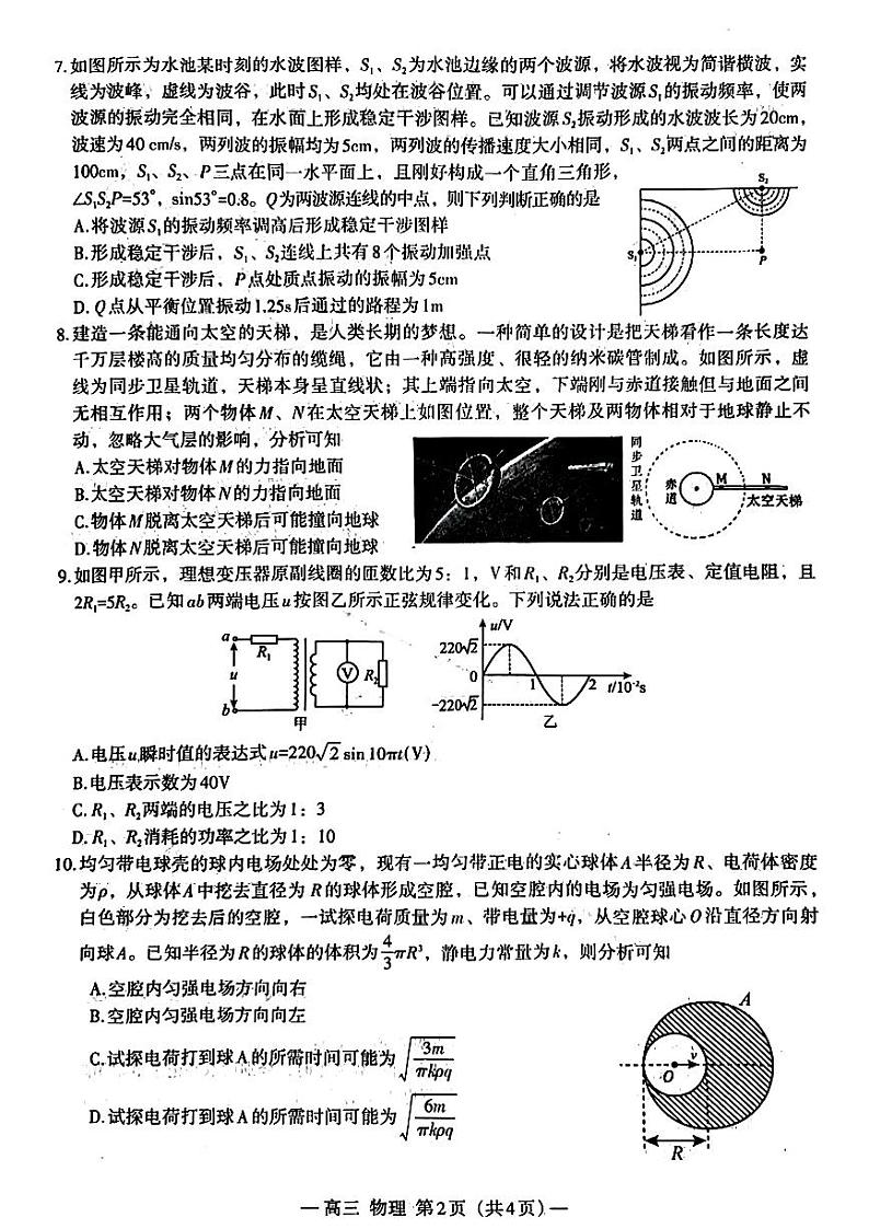 2024届江西省南昌市高三下学期第三次模拟测试物理试题第2页