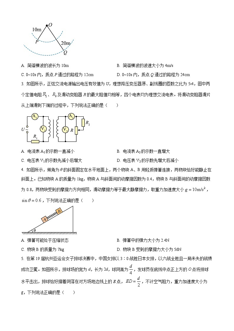河北省保定市九校2024届高三下学期二模物理试题（Word版附解析）02