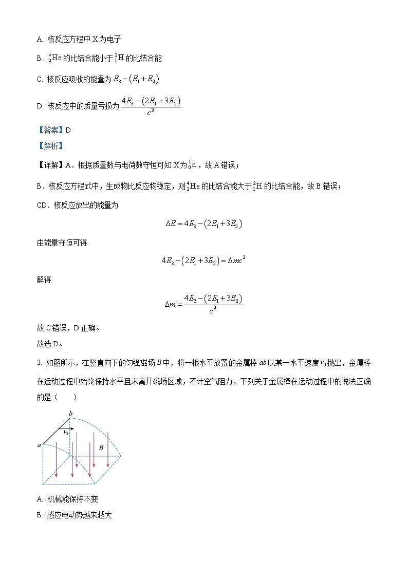 四川省成都锦江区嘉祥外国语高级中学2023-2024学年高三下学期第一次诊断性考试理科综合试题-高中物理 Word版含解析第2页