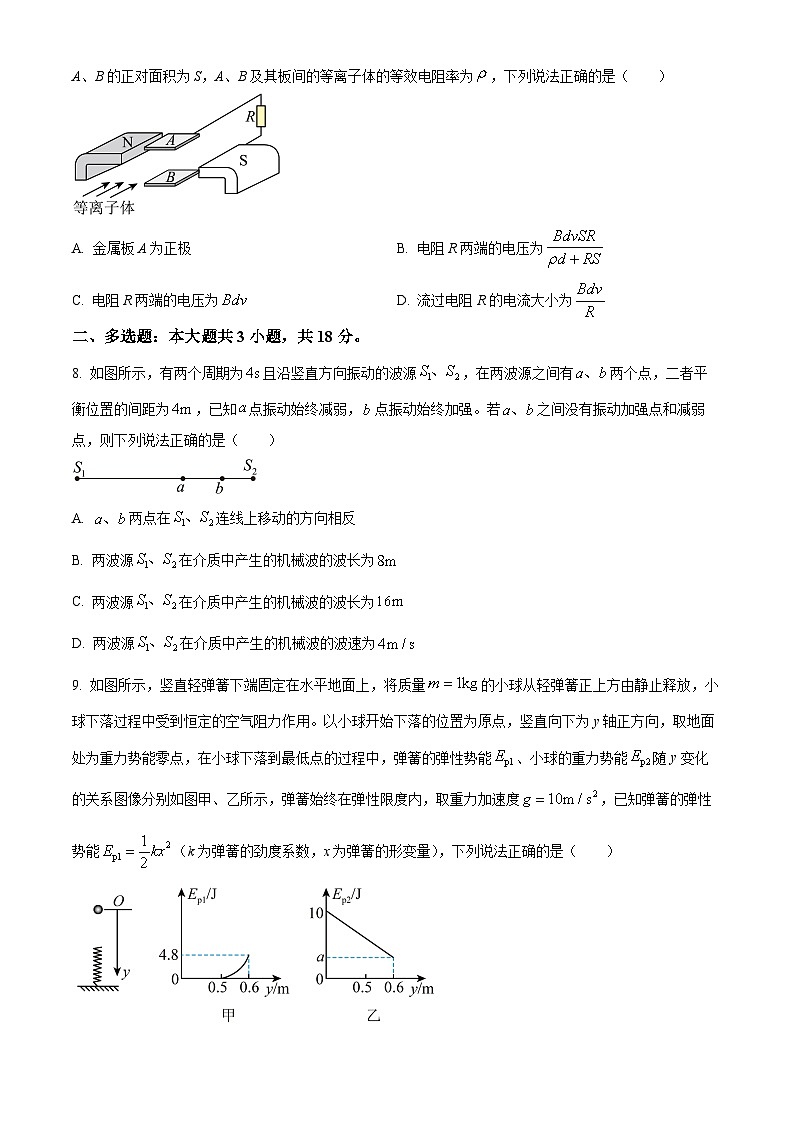 2024邯郸部分示范性高中高三下学期三模试题物理含解析03