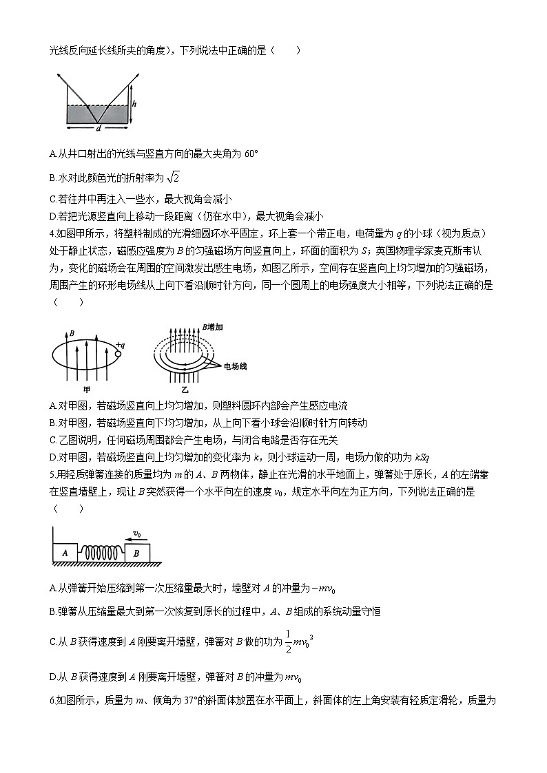 2024沧州部分高中高三下学期二模试题物理含解析02