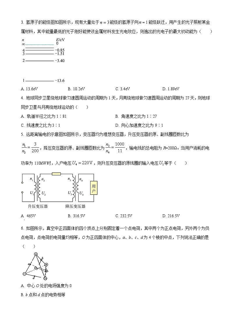 2024届山东省泰安市高三下学期三模物理试题（原卷版+解析版）02