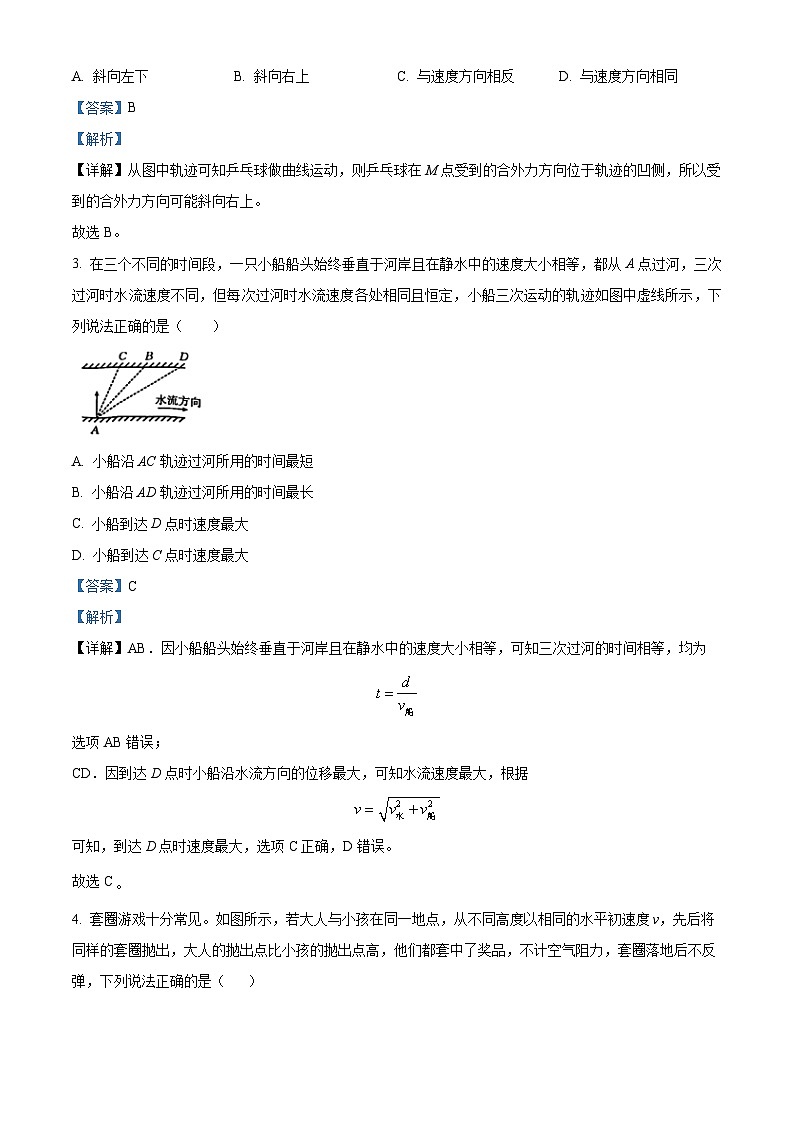 广东省梅州市2023-2024学年高一下学期期中联考物理试卷（原卷版+解析版）02