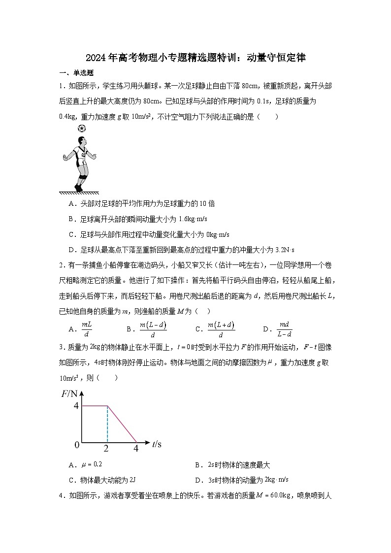 233，2024年高考物理小专题精选题特训：动量守恒定律第1页