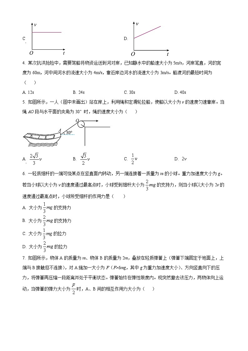 新疆部分名校2023-2024学年高一下学期期中联合考试物理试题（原卷版）第2页