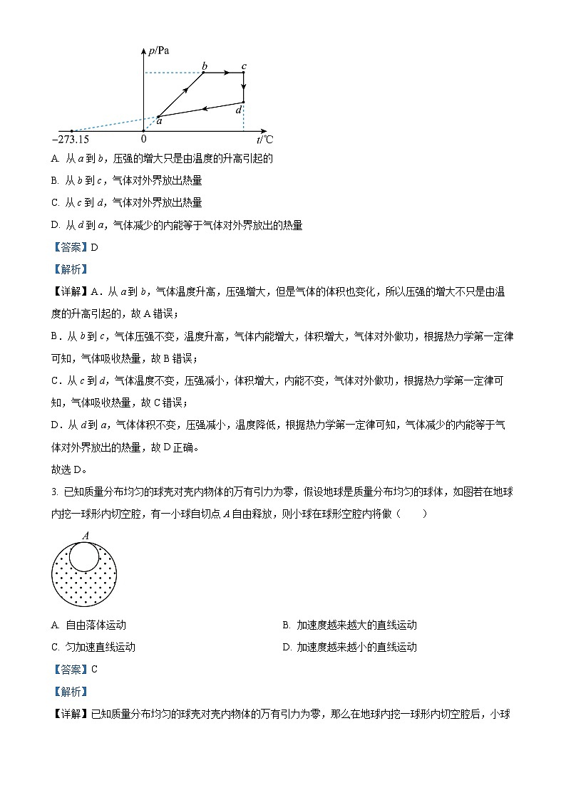 2024届山东省广饶县第一中学高三下学期二模物理试题（原卷版+解析版）02