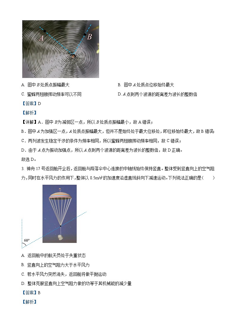 2024届山西省太原市高三高三下学期一模理综试卷-高中物理（原卷版+解析版）02