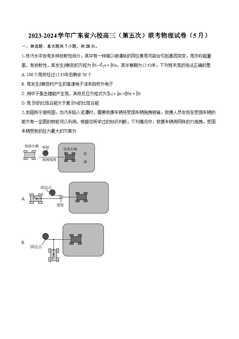 2023-2024学年广东省六校高三（第五次）联考物理试卷（5月）（含详细答案解析）01