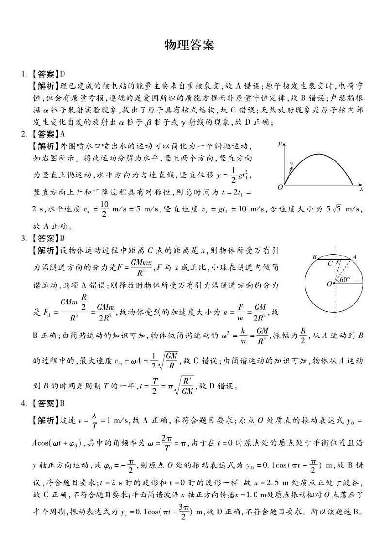 河北省2024届高三年级模拟考试暨河北省邯郸市部分示范性高中高三第三次模拟考试物理试题01