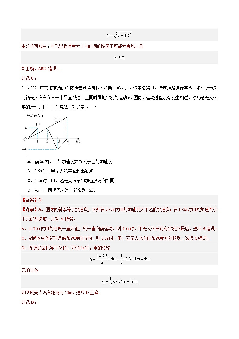 专题01 运动学图像-【冲刺专练】2024年高考物理二轮复习考点冲刺专练精讲03