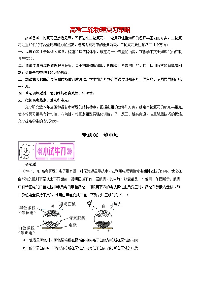 专题06 静电场-【冲刺专练】2024年高考物理二轮复习考点冲刺专练精讲01