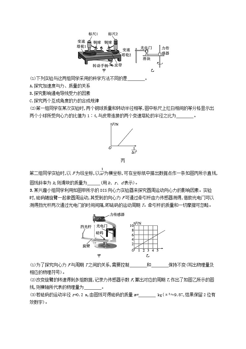 新高考浙江版2025届高考物理一轮总复习训练第4单元6探究向心力大小与半径角速度质量的关系(人教版)02