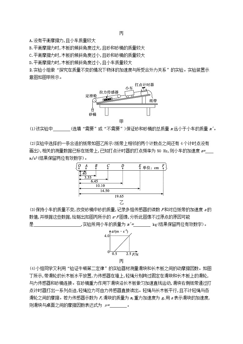 新高考浙江版2025届高考物理一轮总复习训练第3单元4探究加速度与物体受力物体质量的关系(人教版)02