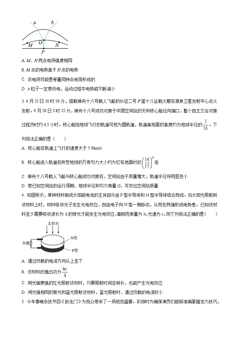 2024届陕西省部分学校高三下学期5月第一次模拟考试理综试题-高中物理（原卷版）第2页