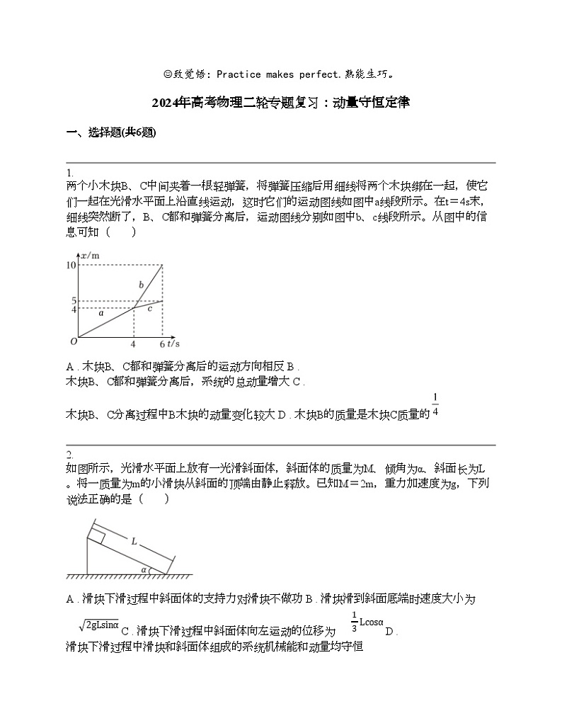 2024年高考物理二轮专题复习：动量守恒定律第1页