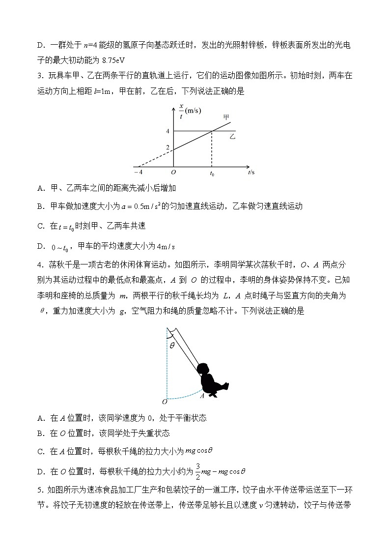 邯郸市2024届高三年级保温试题物理第2页
