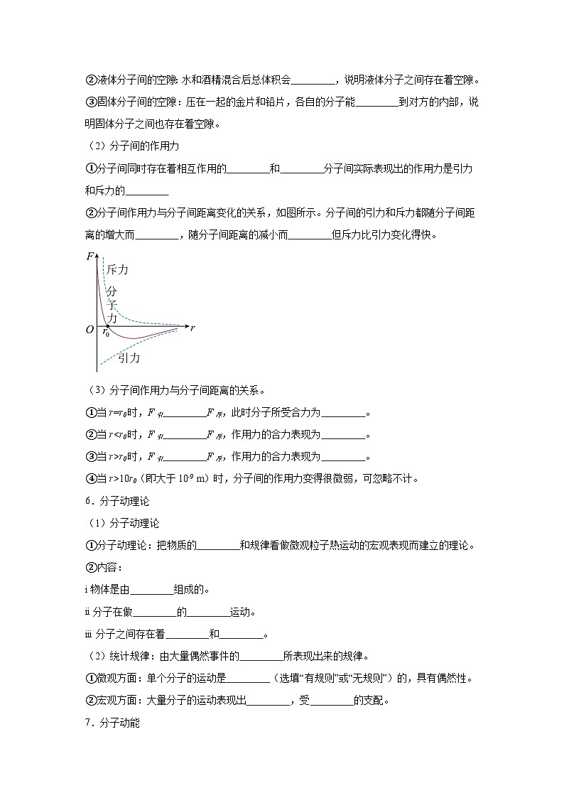 19.1分子动理论—知识点填空-2024高考物理回归课本基础知识填空（含答案）第2页