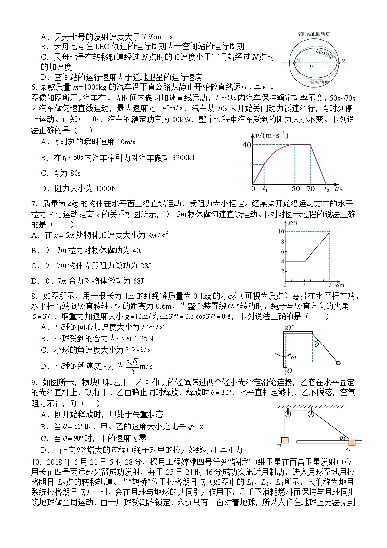 四川省达州外国语学校2023-2024学年高一下学期期中考试物理试题02