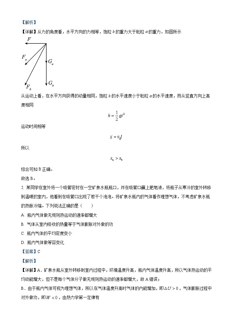 2024届山东省实验中学高三下学期5月针对性考试物理试题02