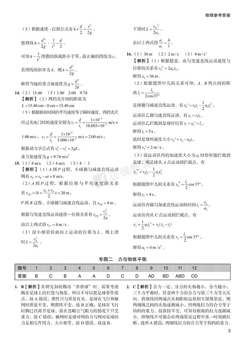 【新高考】《正确小卷》2024总复习物理质检卷 答案第3页