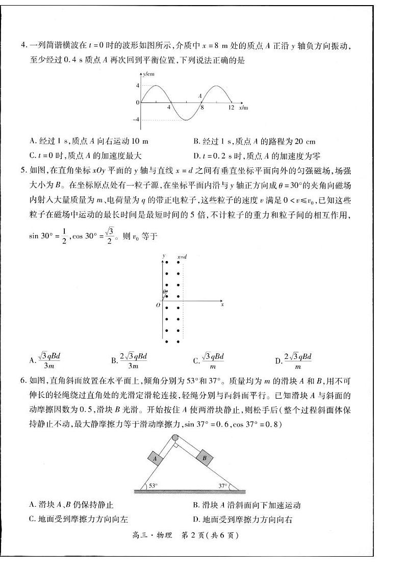 2024届江西省上进联考高三下学期高考第二次适应性考试模拟预测物理试题第2页
