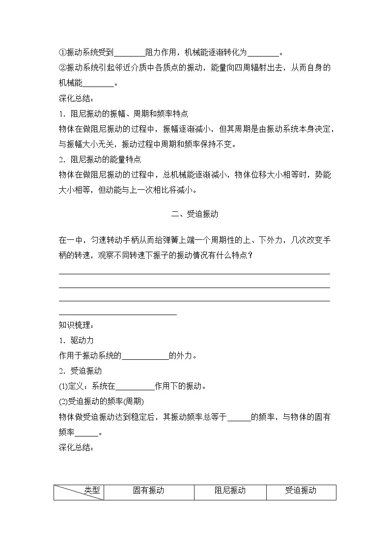 2.6 受迫振动 共振 导学案 高中物理人教版（2019）选择性必修第一册第2页