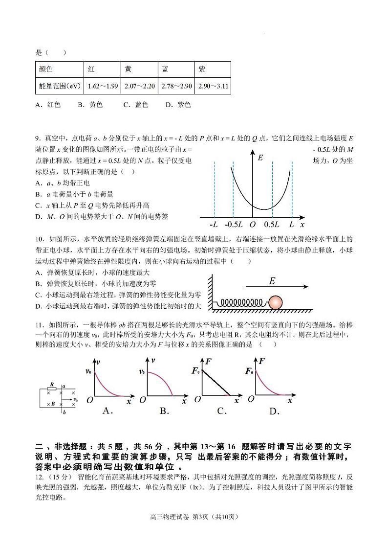 2024届江苏（南外、金陵、海安）名校联考高三下学期四模物理试题+答案第3页