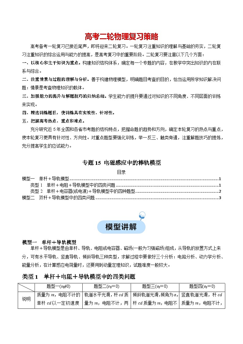 专题15 电磁感应中的棒轨模型（解析版）第1页