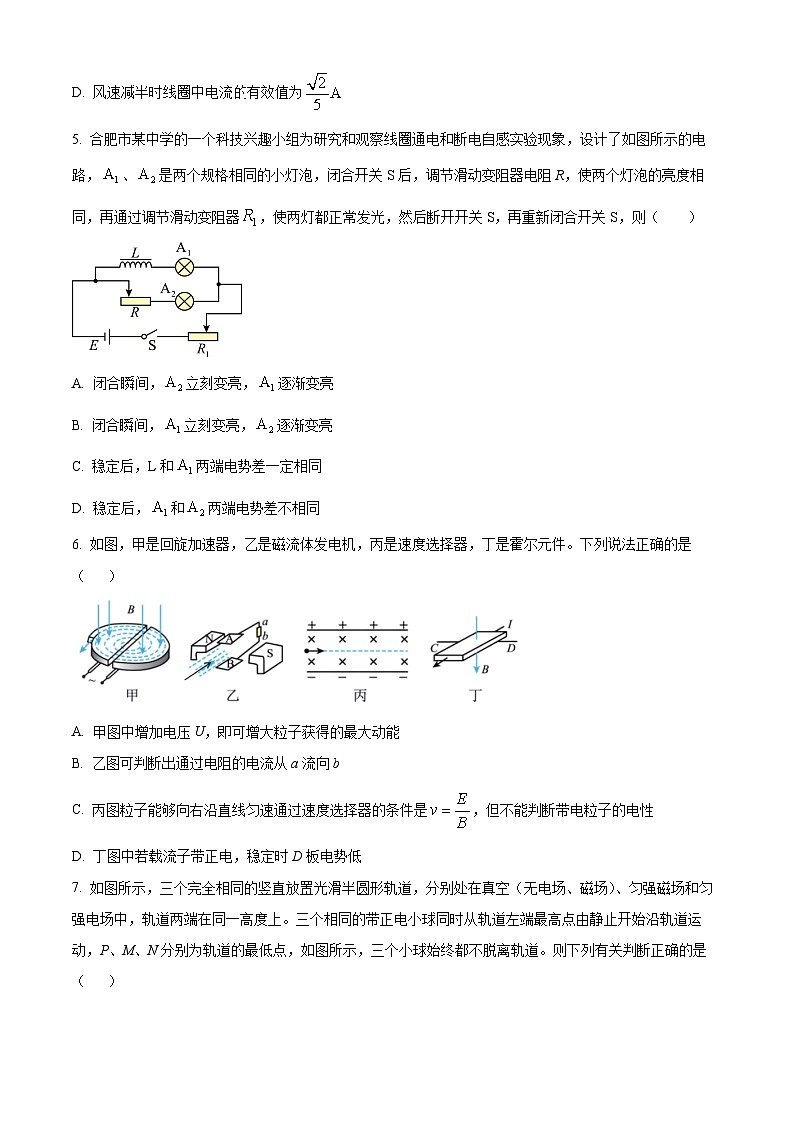 安徽省合肥市第一中学2023-2024学年高二下学期期中联考物理试题（原卷版+解析版）03
