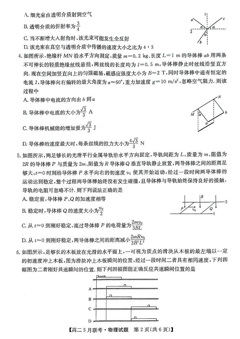 安徽省皖东县中联盟2023-2024学年高二下学期5月月考物理试题02