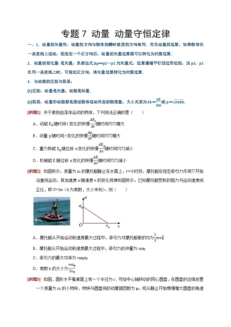 2024年高考物理二轮专题复习-专题7 动量 动量守恒定律（原卷版+解析版）01